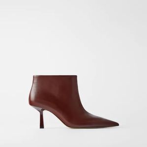 ZARA Soft leather mid heel gaucho ankle boots